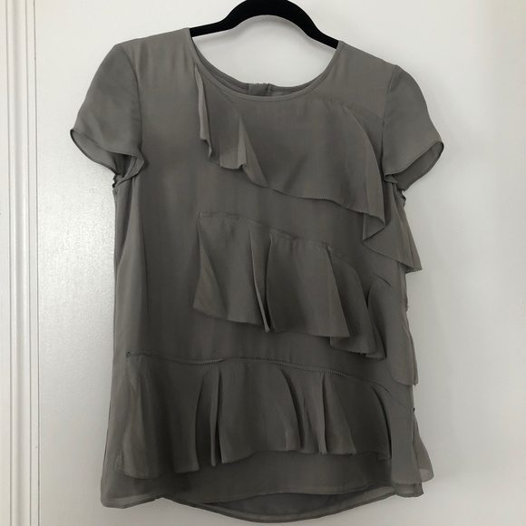 NWT Banana Republic Grey Silk Blouse Sz. XS